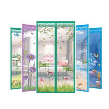 Luckyway ม่านกันยุง พร้อมหมุดติดประตู (คละสี คละลาย) เซ็ท 5 ชิ้น(ฟรีค่าจัดส่ง)